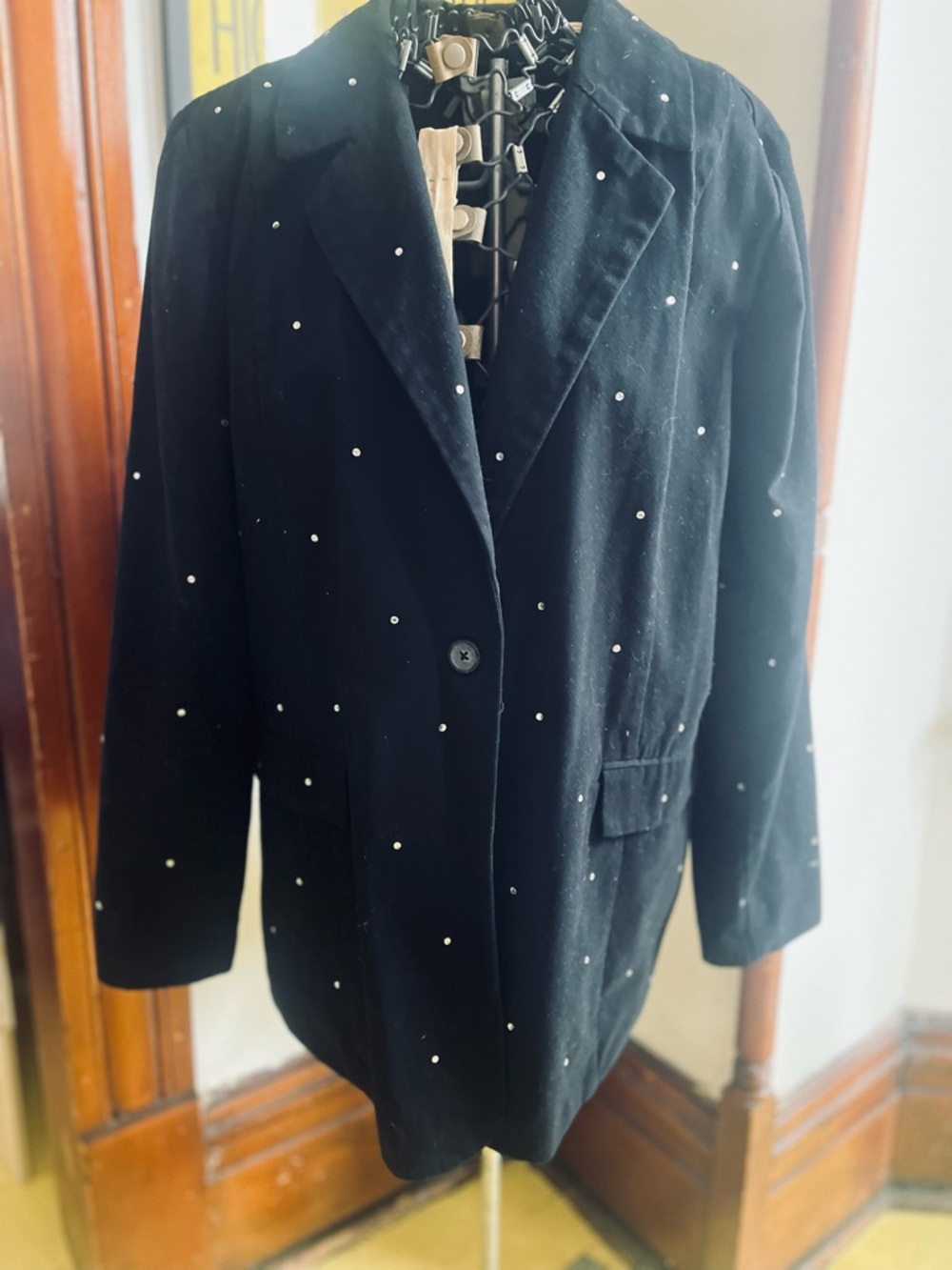 Vintage 80s Black Rhinestone-Studded Women's Blazer